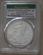 2024-(P) $1 Silver Eagle with Star Privy Struck at Philadelphia First Day of Issue MS70