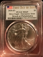 2020-(P) $1 Silver Eagle - Emergency Issue Struck at Philadelphia First Day of Issue MS69