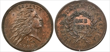 1793 1C Wreath, Lettered Edge AU50BN