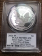 2021-W  $1 Silver Eagle - Type 1 First Day of Issue Michael Reagan Silver Eagle PR70DCAM
