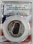 2019-S 50C Apollo 11 50th Anniversary Flag Picture Frame PR70DCAM