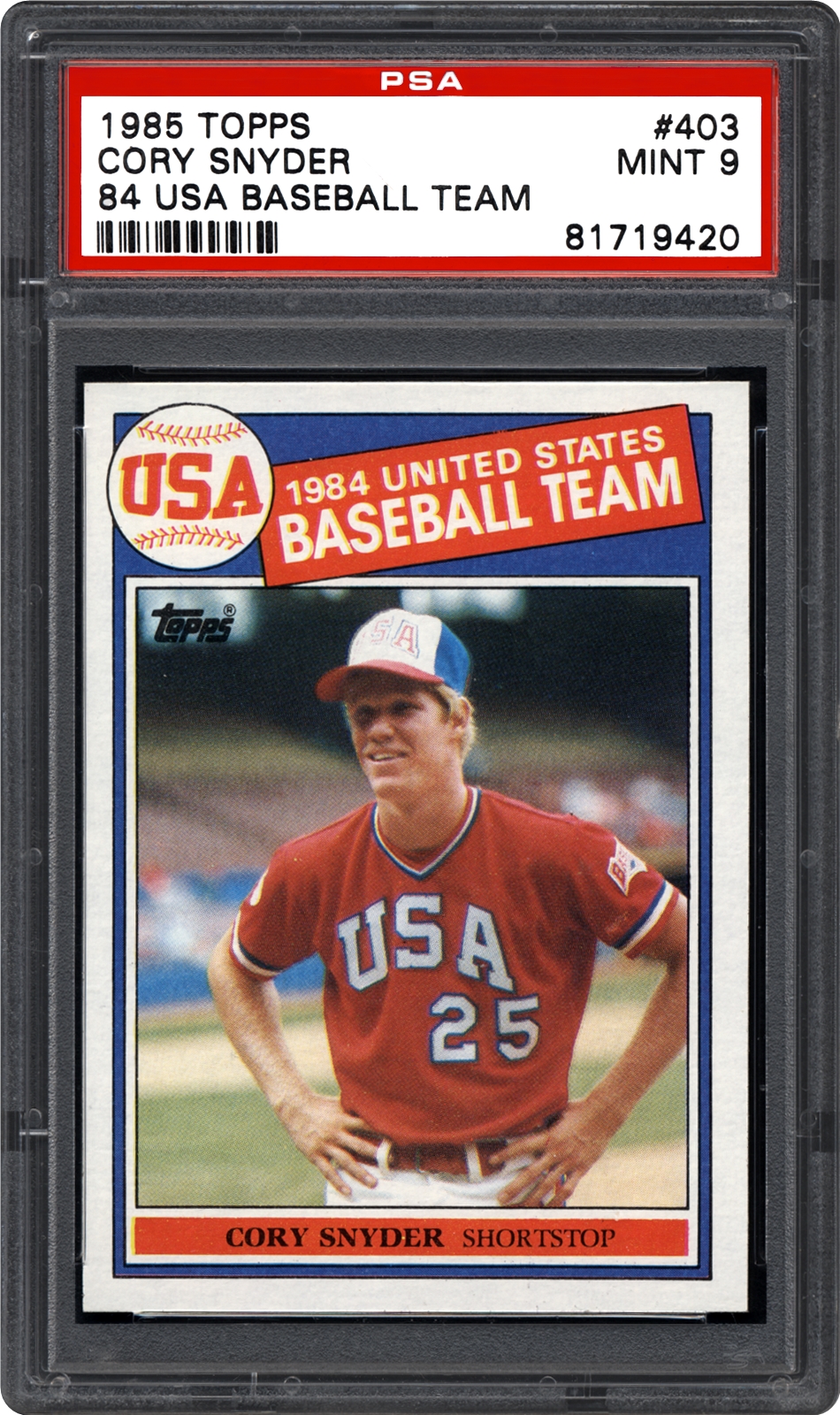 1985 Topps Cory Snyder (84 USA Baseball Team) | PSA CardFacts™