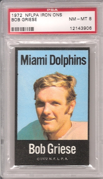 NFL 1972 Sunoco Football Stamp-Miami Dolphins 17-0 Season-Bob Griese  (Purdue)