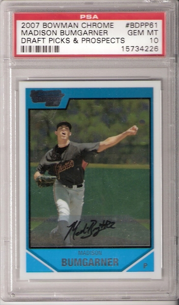 MADISON BUMGARNER 2012 BOWMAN CHROME REFRACTOR CARD #105