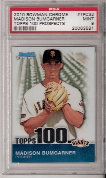 Madison Bumgarner Rookie Card 2010 Bowman Draft #8Dp9 BGS BCCG 9