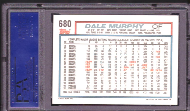 PSA Set Registry Digital Album: Dale Murphy #3 Atlanta Braves PSA 9 Set