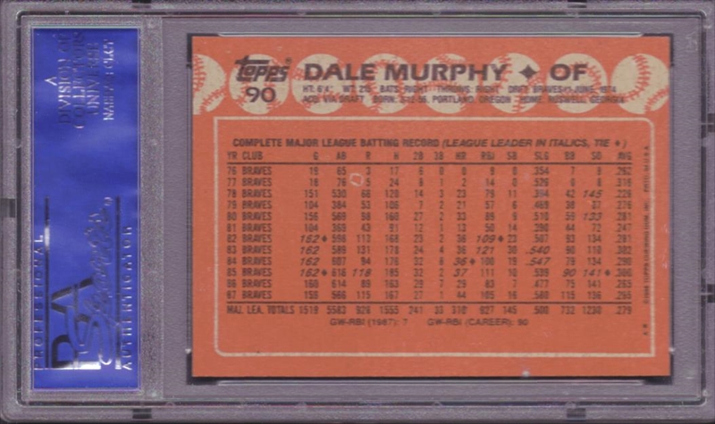 Baseball, Dale Murphy Basic Topps Set All Time Set: Dale Murphy #3 Atlanta  Braves PSA 9 Set