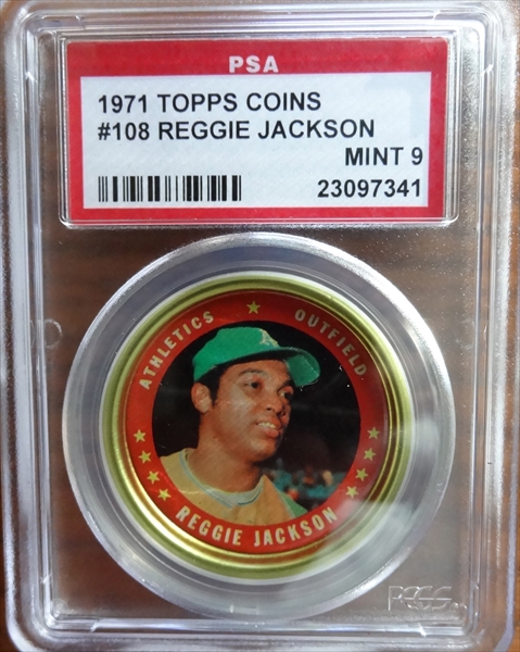 1971 BAZOOKA NUMBERED HAND CUT REGGIE JACKSON POP 9 PSA AUTHENTIC  B3624192-015 - 4 Sharp Corners