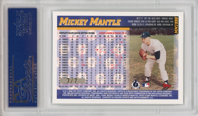 PSA Set Registry Showcase: Mantle Serial Number Jersey/Stats