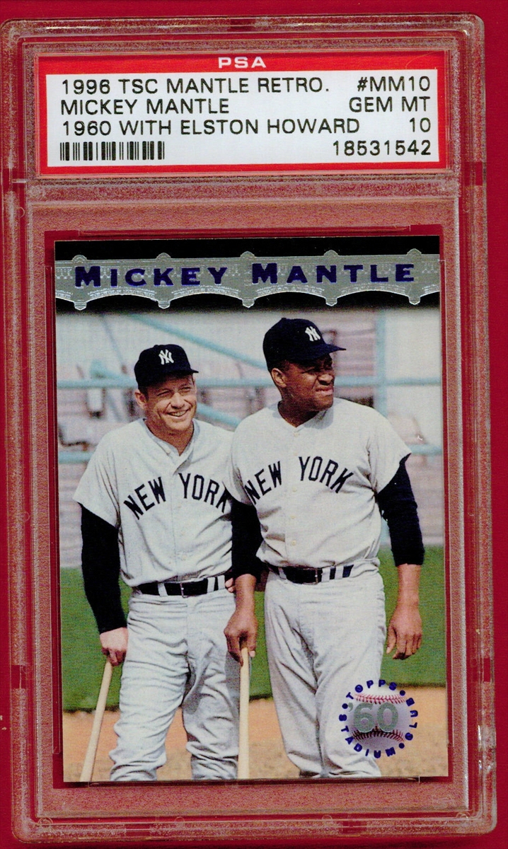 1996 Stadium Club Mantle #MM2 Mickey Mantle with Game-Used Baseball Bat  (BCCG 10)