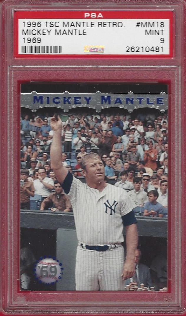 1996 Stadium Club Mantle #MM2 Mickey Mantle with Game-Used Baseball Bat  (BCCG 10)