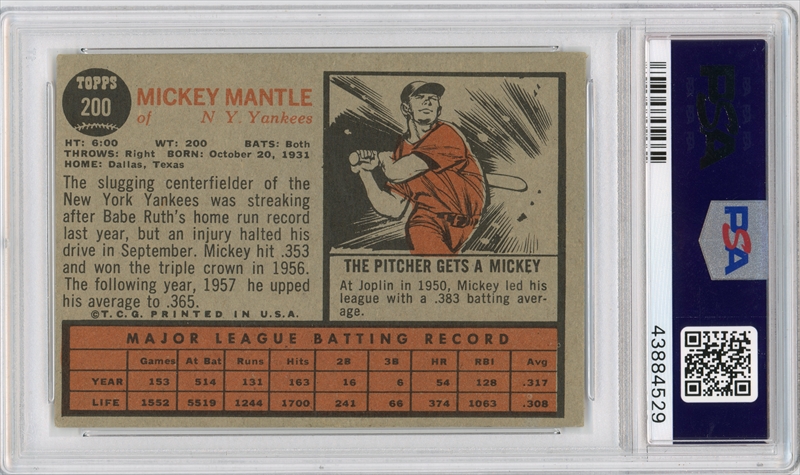 MICKEY MANTLE PSA 7 Topps #HTA7 Collector Card New York Yankees Diamond  2011