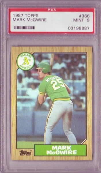 Mark McGwire 1987 Topps Baseball Card No 366 PSA MINT 9