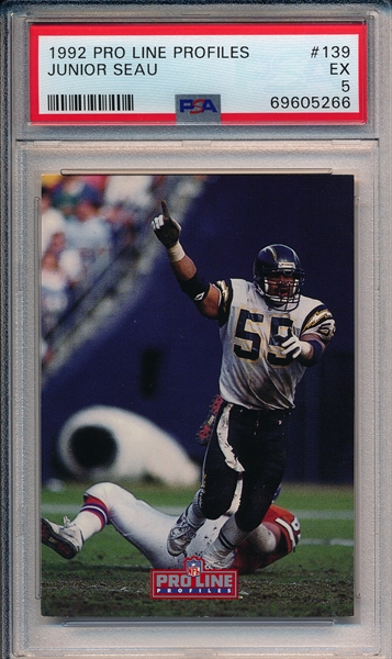 JUNIOR SEAU 1994 PLAYOFF PROMO CARD SAN DIEGO CHARGERS Promotional Card