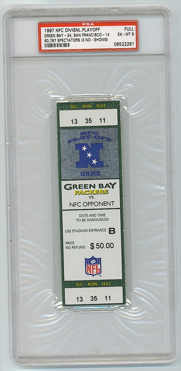 Football Ticket 1996 Green Bay Packers vs. 49ers 1/4 - Brett Favre Playoff  Game