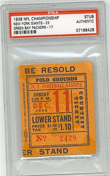 Lot Detail - 1935 NFL CHAMPIONSHIP GAME (DETROIT LIONS - NEW YORK GIANTS)  TICKET STUB