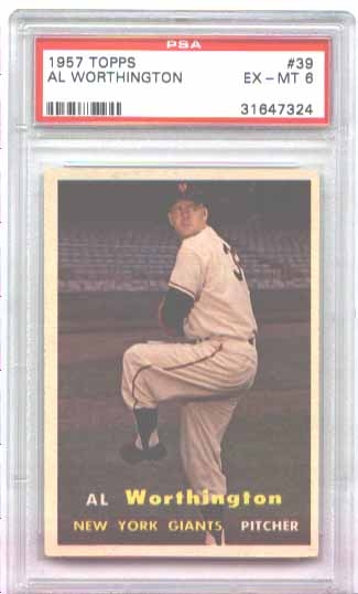 1957 Topps Baseball Card WES WESTRUM 323 New York Giants EX 