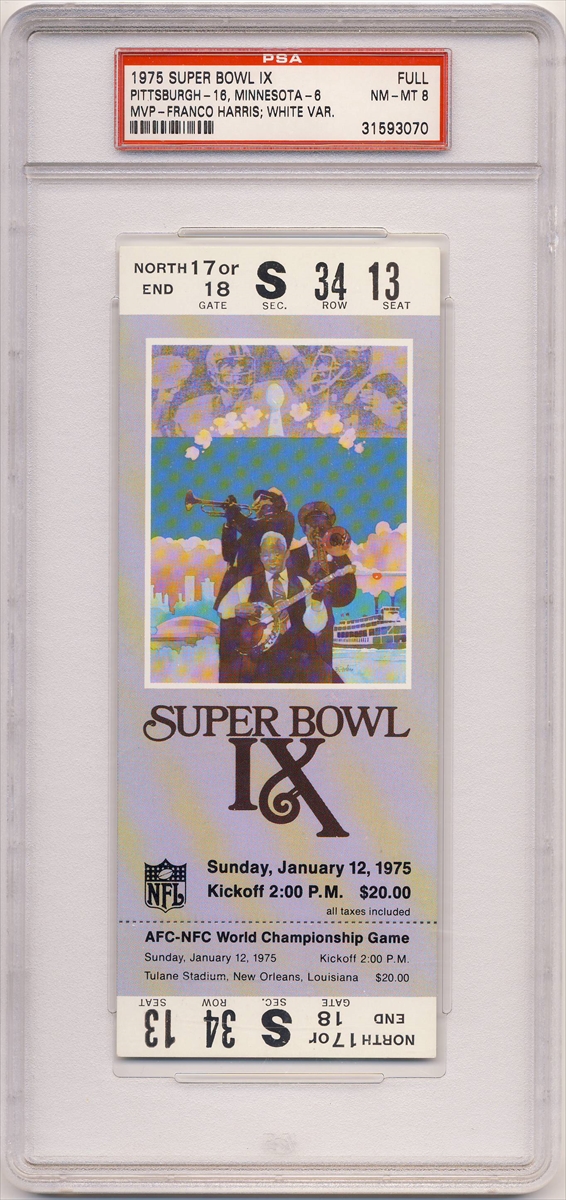 FRANCO HARRIS Super Bowl NFL AFC MVP PSA Ticket Card Pittsburgh