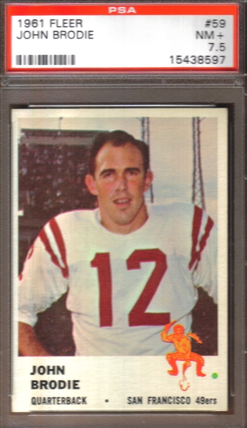 1961 Fleer Regular (Football) Card# 63 Bob St. Clair of the San