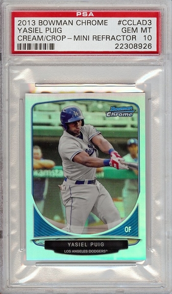 Yasiel Puig 2013 Bowman Chrome Blue Refractor Rookie Card