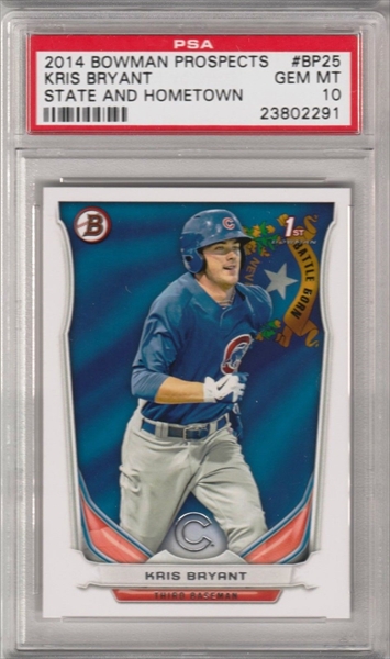 2014 Bowman Chrome Prospect Autos Card #BCAPKB Kris Bryant BGS 9.5 w/1