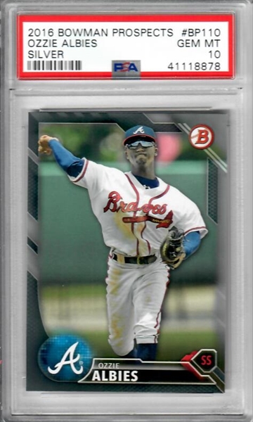 Ozzie Albies 1/1 logo man from Tribute : r/baseballcards