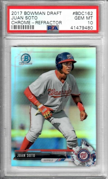 Juan Soto Autographed 2017 Bowman Draft Chrome Blue Refractor