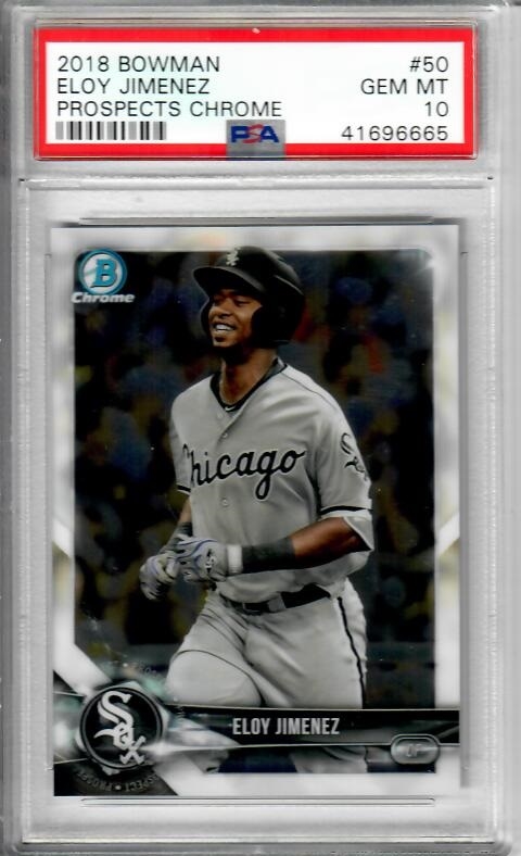 PSA 10 GEM MINT RC #BCP50 MEGA BOX Mojo REFRACTOR 2017 Bowman CHROME Prospects Chicago White Sox Prospect Baseball Rookie Card Eloy Jimenez