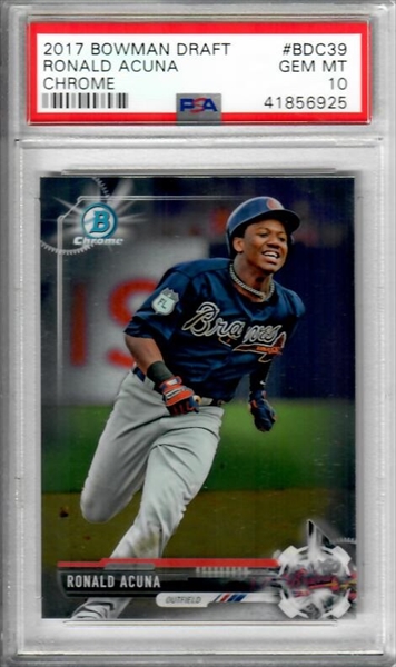 2017 Bowman Chrome Prospect Autograph Green Shimmer Refractor Ronald Acuna  Jr. #CPARA 87/99 PSA 10