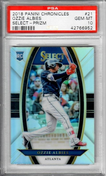 2018 Topps Chrome White Jersey-Refractor 72 Ozzie Albies – PSA GEM