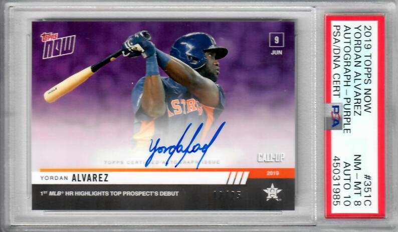 Yordan Alvarez 2020 Topps Update Autographed Rookie Card RC U-300 - PSA/DNA