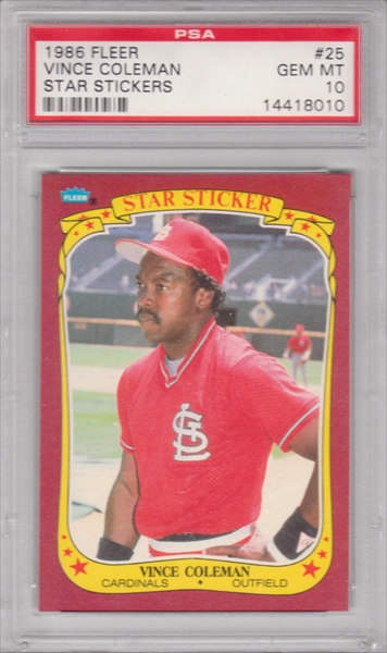 1986 Fleer Vince Coleman Rookie Card Cardinals # 31