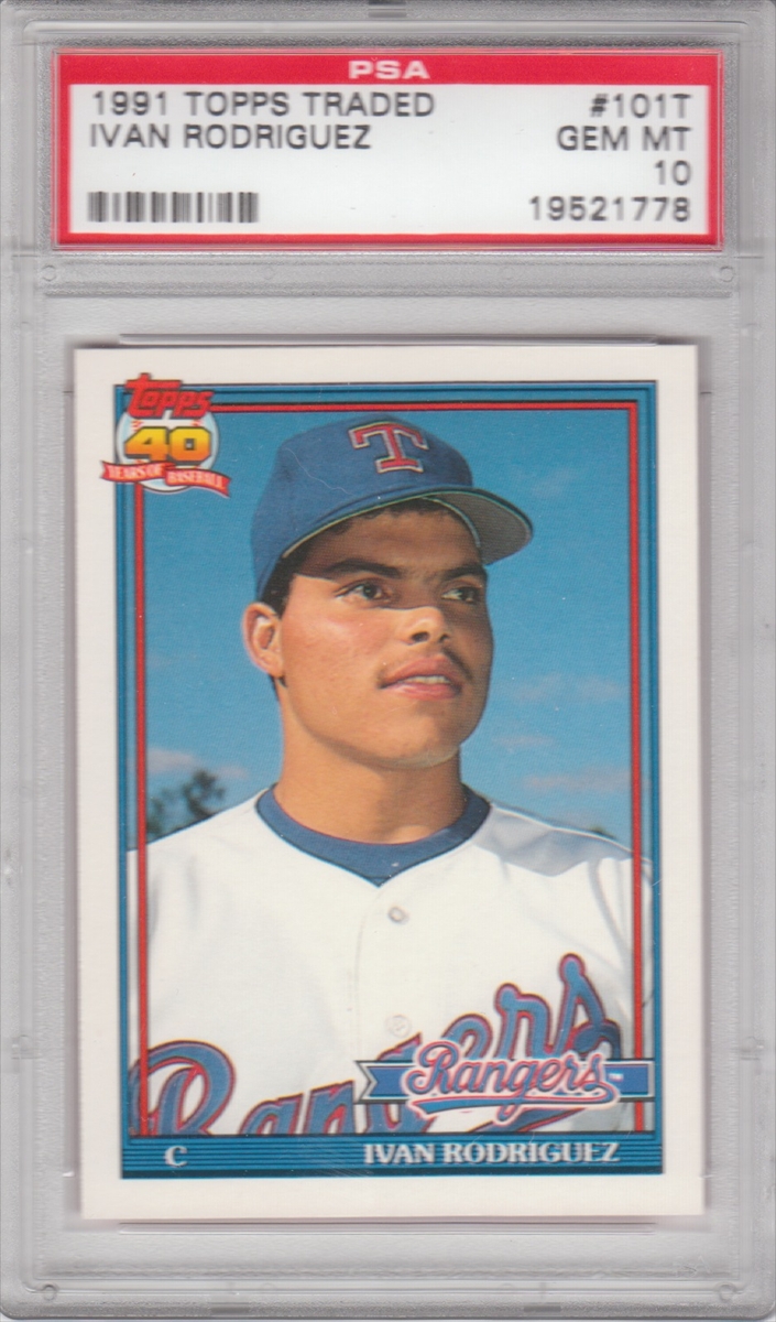  Ivan Rodriguez Rookie Card 1991 Topps Traded #101T PSA 9 :  Collectibles & Fine Art