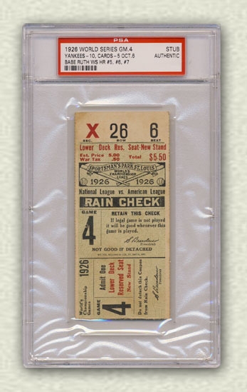 St. Louis Cardinals 1926 World Series 24'' Ticket Stub