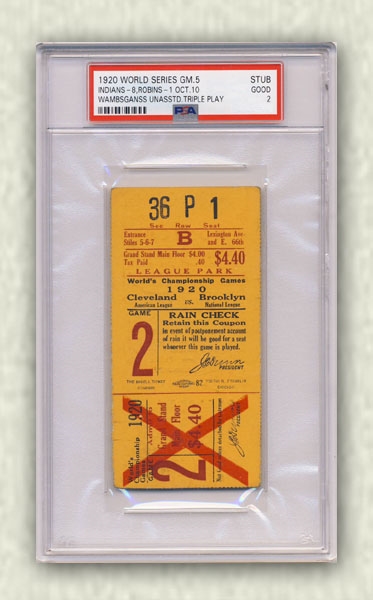 1920 World Series Ticket Stub Cleveland Indians Game 6