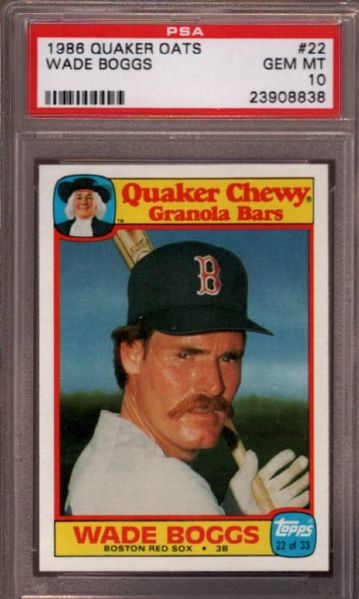 1986 Sportflics Wade Boggs 26 Boston Red Sox Baseball Card