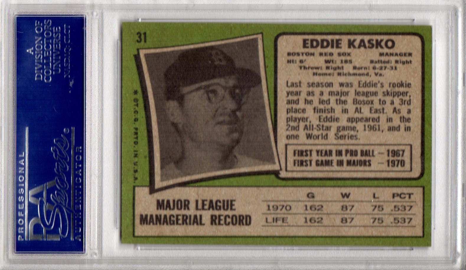 Baseball - 1970 Topps Boston Red Sox: EJJIII's 1970 Topps Boston Red Sox  Set Image Gallery