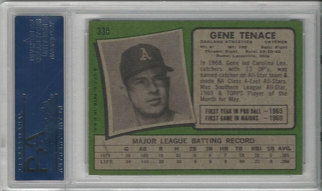  1971 Topps # 338 Gene Tenace Oakland Athletics