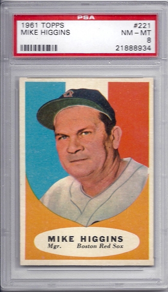 Vintage 1961  MIKE HIGGINS Boston Red Sox Topps Baseball Card # 221 