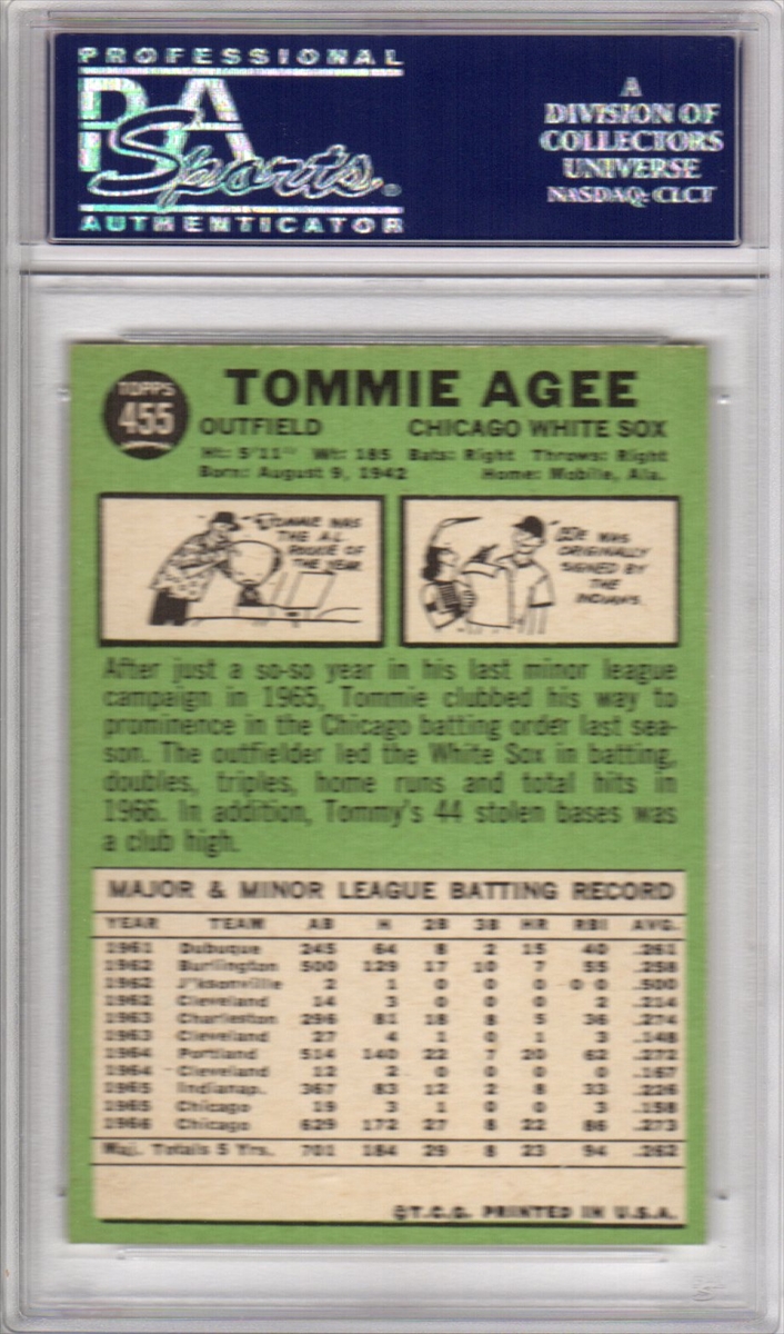  1967 Topps # 455 Tommie Agee Chicago White Sox