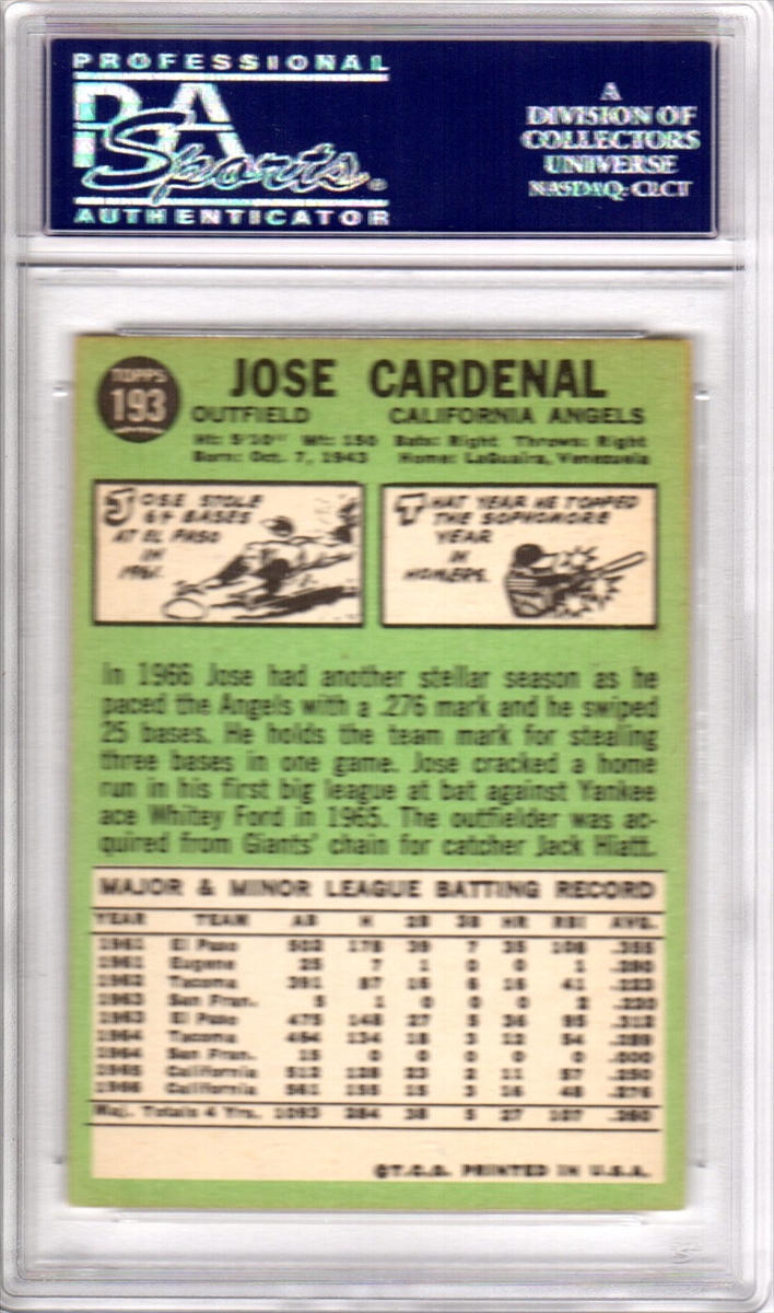  1967 Topps # 193 Jose Cardenal Los Angeles Angels