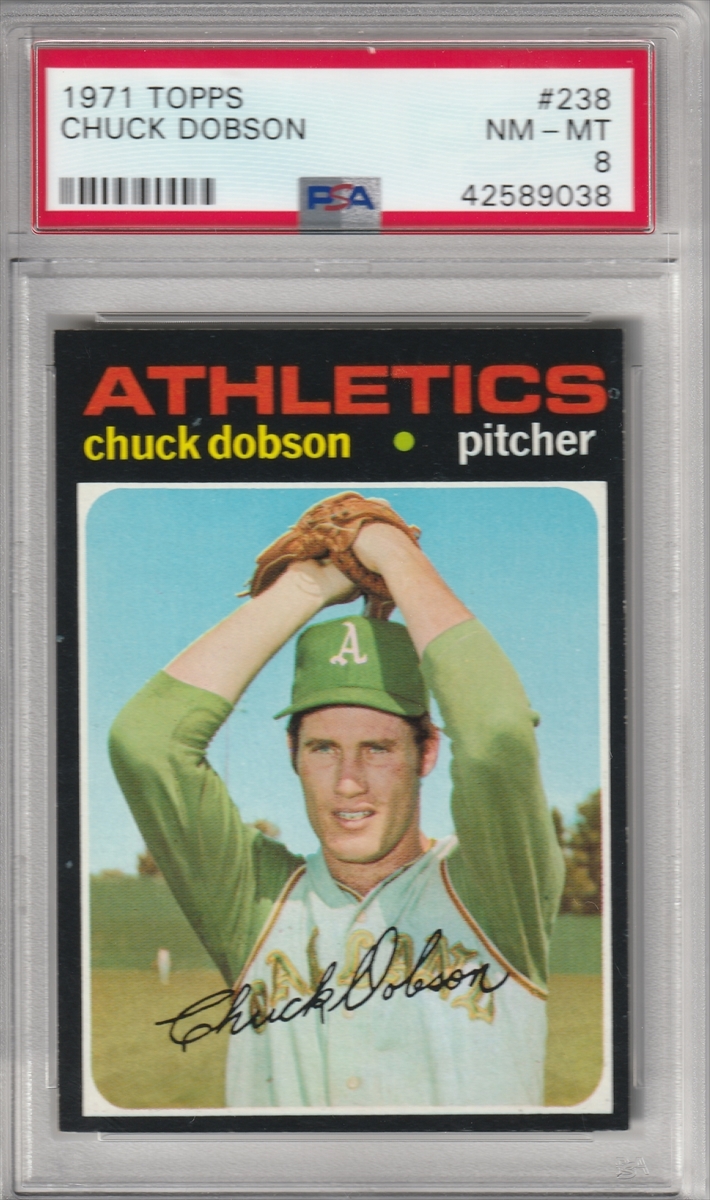 1971 Topps Baseball Card CHUCK DOBSON 238 Oakland Athletics 