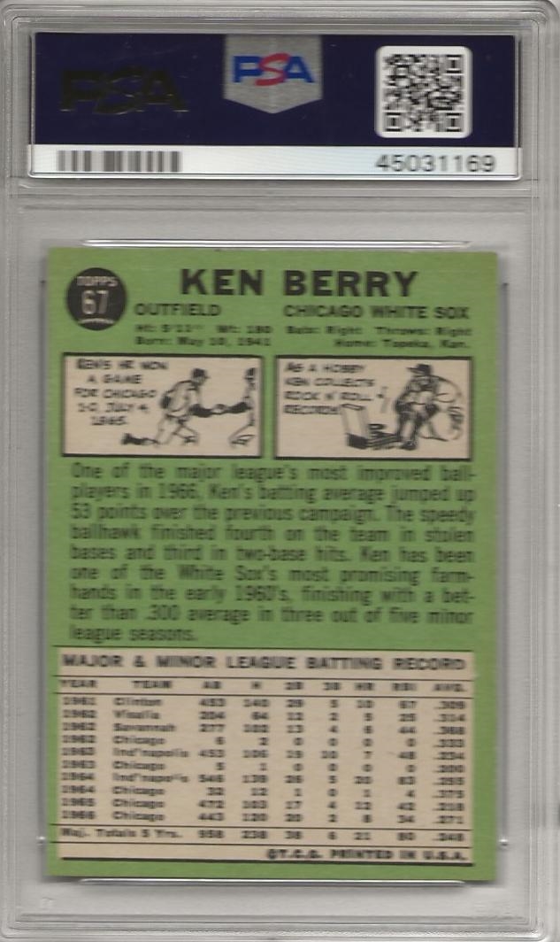  1967 Topps # 67 Ken Berry Chicago White Sox (Baseball