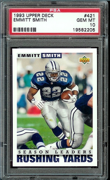 Emmitt Smith Signed 1993 Upper Deck #359 Trading Card Beckett 10 Slab