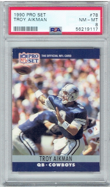 : Troy Aikman PSA GRADED 9 (Football Card) 1989 Pro Set