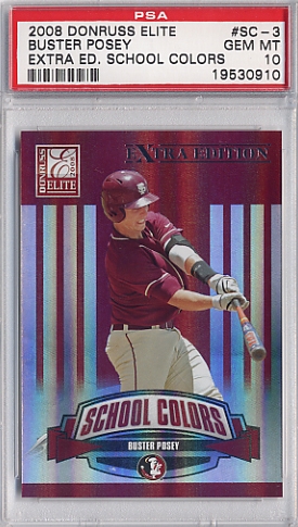 BUSTER POSEY 2008 Donruss Elite School Colors Jersey Signed Florida St  Autograph