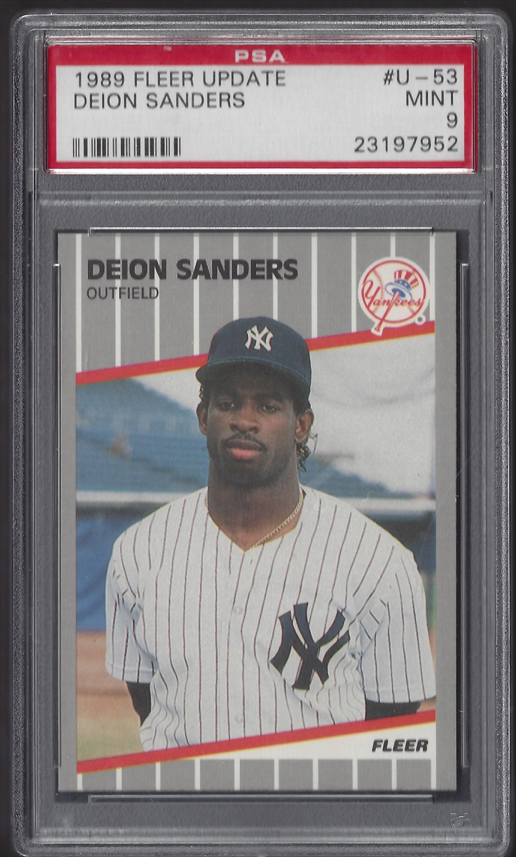 1990 Fleer #454 Deion Sanders New York Yankees Autograph Beckett Witness