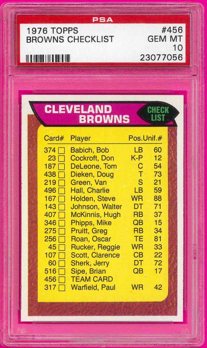 Football - 1976 Topps Cleveland Browns: gabr611 Set Image Gallery