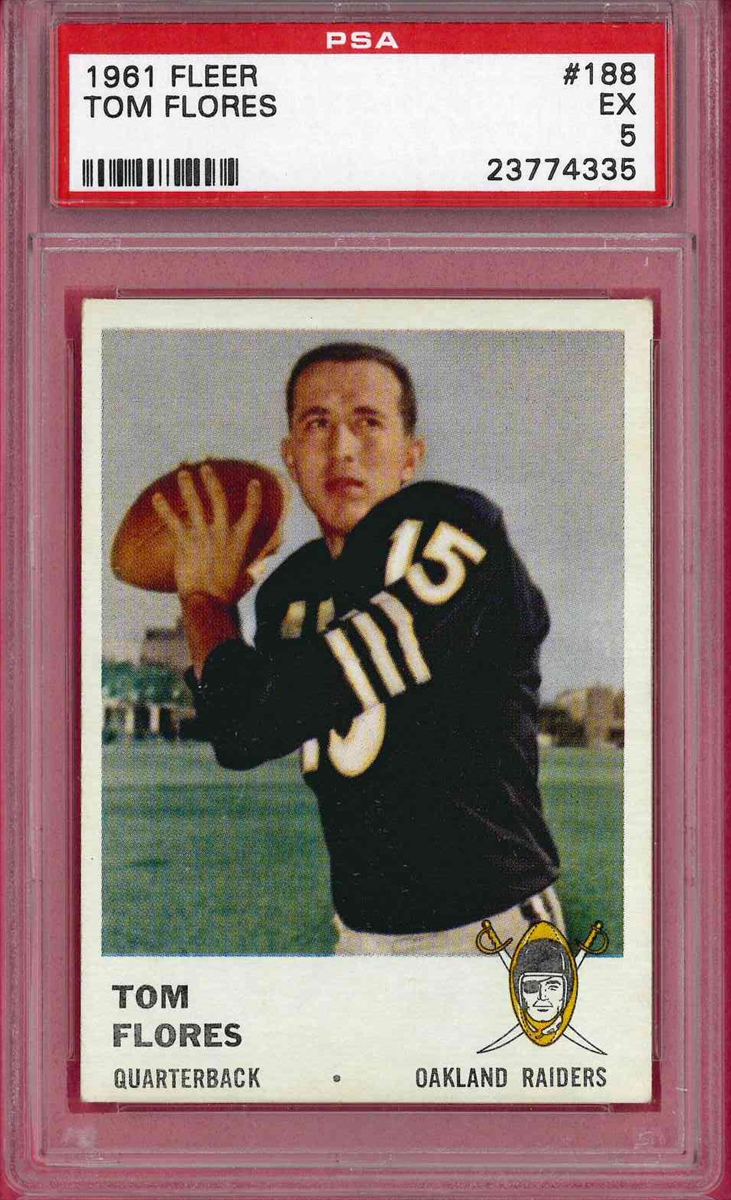 Tom Flores Autographed Signed Raiders 1961 Fleer Rookie Card #188 Beckett  Beckett Slabbed - Autographs