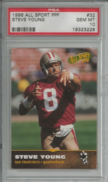 1996 SCORE BOARD ALL-SPORT PPF - # 32 STEVE YOUNG - SAN FRAN 49ERS - MINT